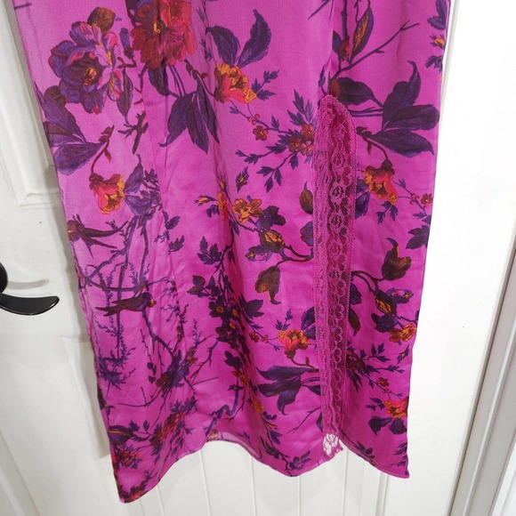 Urban Outfitters Slip Dress Audrey Purple Floral Lace Midi Satin Coquette Size S - Picture 5 of 12